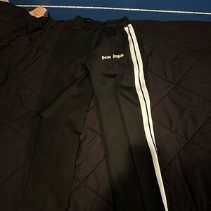 Palm Angels Black Track Pants with White Stripe